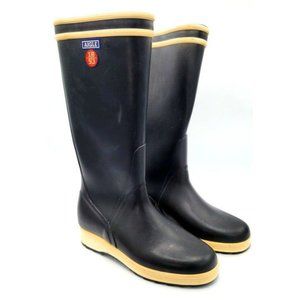 Aigle 1853 Black Rubber Rain Boots US Women's Sz 6.5  EU 37 Tall Pull-On Wellies